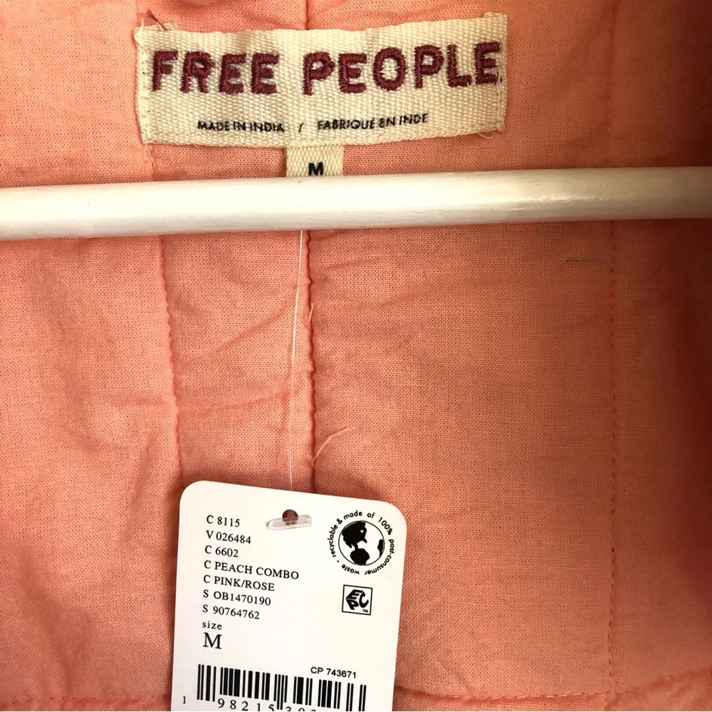 NWT Free People Chloe Quilted Dolman Jacket in Peach Combo Floral Size Medium - Picture 7 of 12